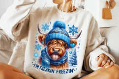 I'm Freaking Freezing PNG, Winter Highland Cow, Cozy Season Product Image 2