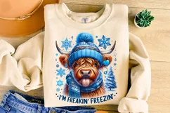 I'm Freaking Freezing PNG, Winter Highland Cow, Cozy Season Product Image 3