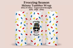 Freezing Season Christmas skinny tumbler sublimation wrap with high resolution 300 DPI and transparant background perfect for 20oz and 30oz skinny tumbler