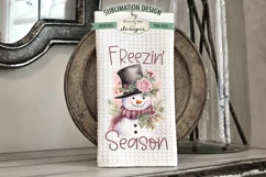 Freezin Season Pink Snowman | Towel Sublimation Design Product Image 1