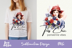 French Girl Sublimation Design French Clipart Paris PNG Product Image 2