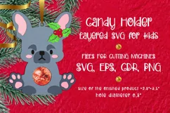 French Bulldog Candy Holder. Christmas Ornament. Paper craft template for cutting machines