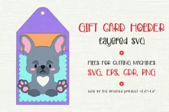 French Bulldog Card holder. Birthday Gift Card Holder Template for cutting machines.  