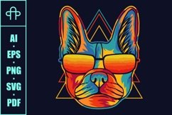French bulldog colorful wearing a eyeglasses Product Image 3