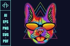 French bulldog colorful wearing a glasses Product Image 3