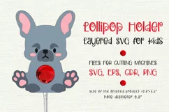 French Bulldog Lollipop Holder. Birthday party favor. Paper craft template for cutting machines