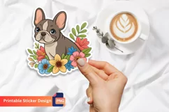 French Bulldog Puppy Flowers Sticker Product Image 1