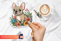 French Bulldog Puppy Flowers Sticker Product Image 1