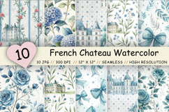 French Chateau Watercolor, French Chateau Pattern, French Chateau Seamless, French Chateau Digital, French Chateau Paper, French Chateau Floral, French Chateau Vintage, French Chateau Blue, French Chateau Design, French Chateau Background, French Chateau 