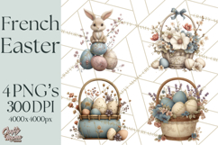French Vintage Easter Bunny Clipart PNG, Soft Pastel Easter Product Image 1