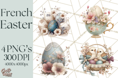 French Vintage Easter Bunny Clipart PNG, Soft Pastel Easter Product Image 1