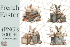 French Vintage Easter Bunny Clipart PNG, Soft Pastel Easter Product Image 1