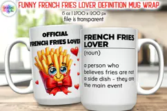 Funny French Fries Lover Definition Mug Wrap, Fast Food PNG Product Image 1