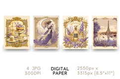 French Lavender Digital Paper Watercolor JPG