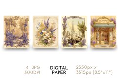 French Lavender Digital Paper Watercolor JPG