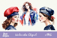 French Woman in Beret Clipart 3 PNGs Product Image 1