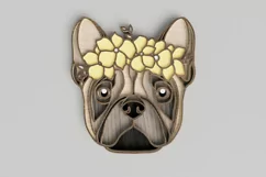 Pet Portrait Laser Cut File - Floral Dog - French Bulldog Product Image 1