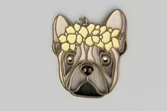 Pet Portrait Laser Cut File - Floral Dog - French Bulldog Product Image 3