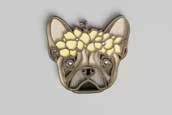 Pet Portrait Laser Cut File - Floral Dog - French Bulldog Product Image 2