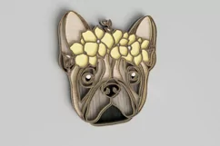 Pet Portrait Laser Cut File - Floral Dog - French Bulldog Product Image 5
