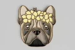 Pet Portrait Laser Cut File - Floral Dog - French Bulldog Product Image 4