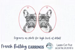 French Bulldog with Glasses Earrings SVG for Glowforge Laser Product Image 3