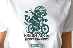 Fresh Air and Poor Choices SVG PNG Funny Raccoon Biking Product Image 1