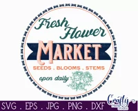 Vintage Farmhouse Home Round Sign Svg | Fresh Flower Market Product Image 2