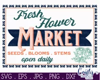 Vintage Farmhouse Home Sign | Fresh Flower Market Svg File Product Image 2
