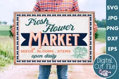 Vintage Farmhouse Home Sign | Fresh Flower Market Svg File Product Image 1