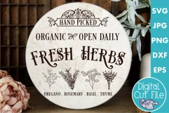 Vintage Farmhouse Home Round Sign Svg | Fresh Herbs Product Image 1