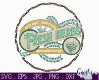 Vintage Farmhouse Home Round Sign Svg | Fresh Herbs Product Image 2