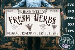 Vintage Farmhouse Home Sign | Fresh Herbs Wall Art Svg Product Image 1