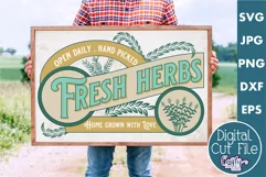 Vintage Farmhouse Home Sign | Fresh Herbs Svg Wall Art Product Image 1