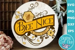 Vintage Farmhouse Home Round Sign Svg | Fresh Honey | Bee Product Image 1