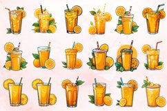 Watercolor Fresh Orange Juice Clipart Bundle Product Image 4