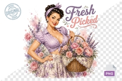 Fresh Picked Floral Farmhouse Girl PNG Sublimation Product Image 1