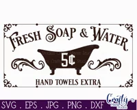 Vintage Farmhouse Home Sign | Fresh Soap And Water Svg Product Image 2