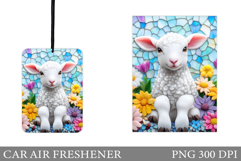 Cute Lamb Car Air Freshener. Cute Lamb Sublimation Product Image 1
