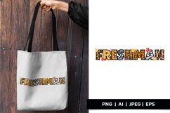 Floral FRESHMAN Text in Various Animal Prints Sublimation Product Image 1