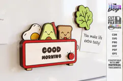 3D Cute Wooden Fridge Magnet Laser Cut | Breakfast | Kitchen Product Image 1