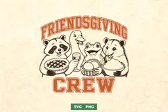 Friendsgiving Crew SVG PNG, Funny Thanksgiving Animals Shirt Product Image 1