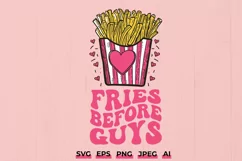 Fries Before Guys SVG PNG | Retro Valentine's Day Design Product Image 1
