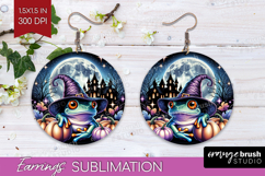 Frog Halloween Round Earrings Cute Animal PNG Sublimation Product Image 1