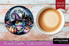 Frog Halloween Round Coaster Cute Animal Coaster PNG Product Image 1