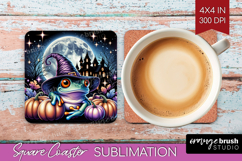 Frog Halloween Square Coaster Cute Animal Coaster PNG Product Image 1