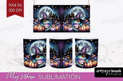 Frog Halloween Mug Wrap Cute Animal Mug PNG Sublimation Product Image 1