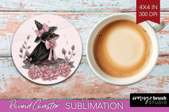 Frog Cute Round Coaster Pink Halloween Coaster PNG Product Image 1