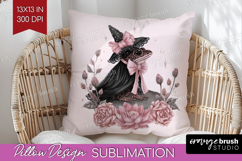 Frog Cute Pillow Sublimation Pink Halloween Pillow Cover PNG Product Image 1