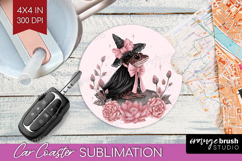 Frog Cute Car Coaster Pink Halloween Coaster PNG Sublimation Product Image 1